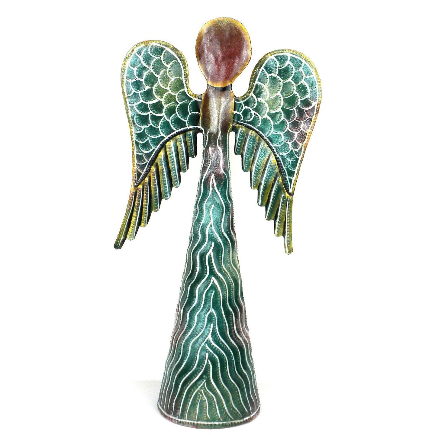 Hand-Painted Steel Angel Decor &#x2013; 12 inches Embossed and Hand-Cut Art
