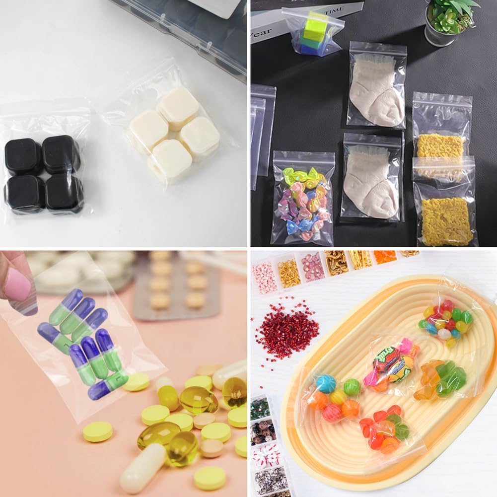 600pcs Small Plastic Bags, 2.35x3.15 inch Thick 2 mil Jewelry Bag, Clear Mini Poly Bags, Resealable Zip Bag for Small Business, Storage, Pills, Beads, Screws, Coins, Candy