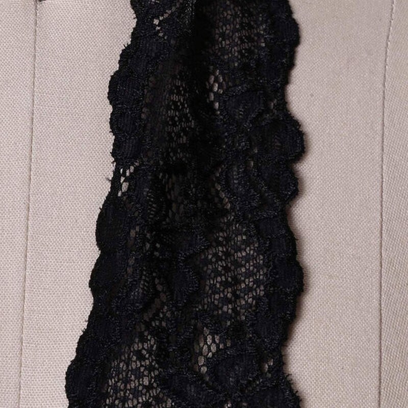 Black Scalloped Stretch Lace 2.5" Wide Floral Elastic Trim for Lingerie & Sewing