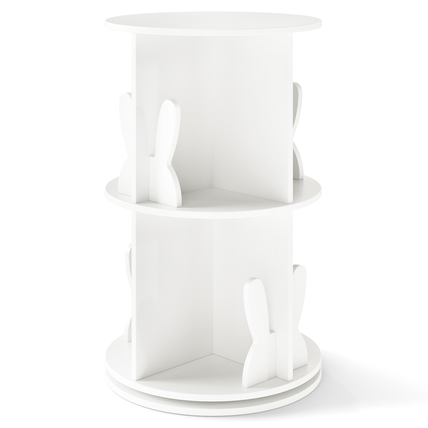 Freestanding 2 Tier Rotating Bookshelf Storage Rack for Kids Room Decor