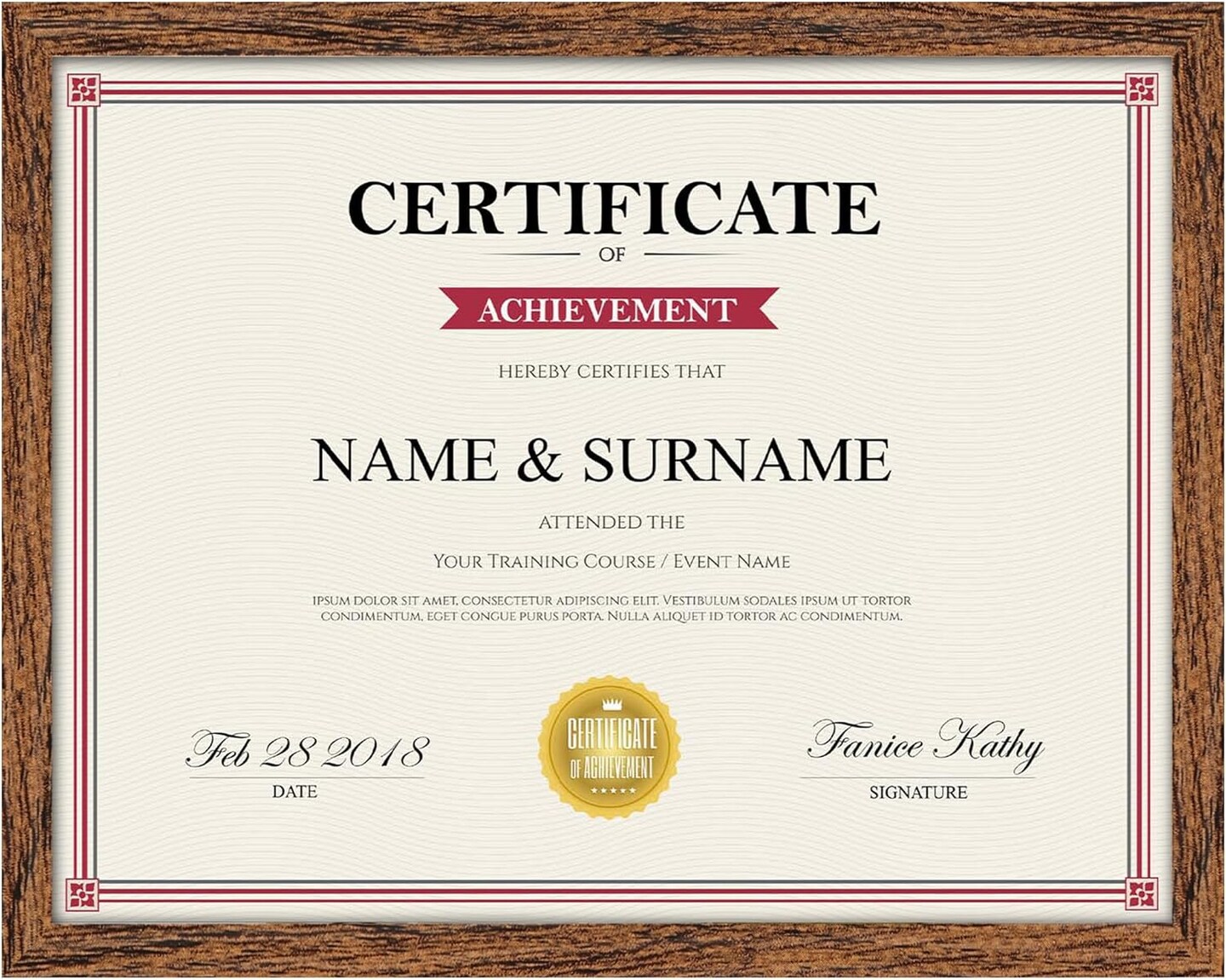 8.5x11 Picture Frame Walnut Brown, Certificate Award Document Diploma 8.5 by 11 Thin Frame for Wall Tabletop Display, Single