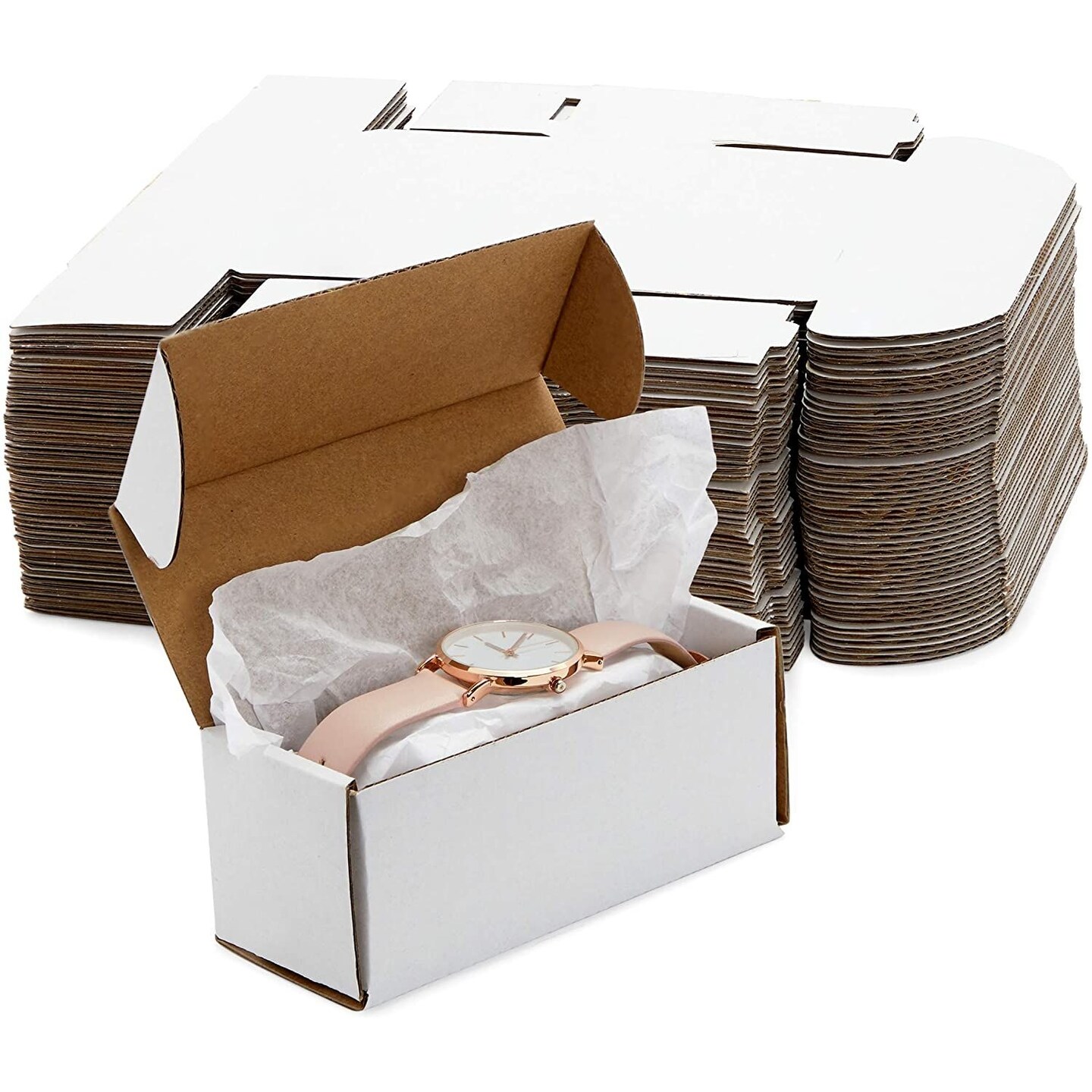 60 Pack White Corrugated Mailer Boxes, Shipping Supplies (2 x 5 x 2 in)