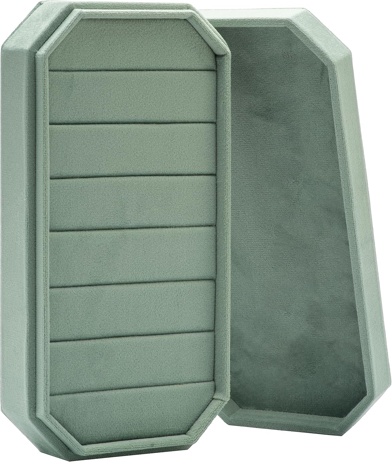 Velvet Ring Organizer Display Tray Jewelry Storage Earring Holder Case for Wedding Birthday Christmas Day (Emerald Green)