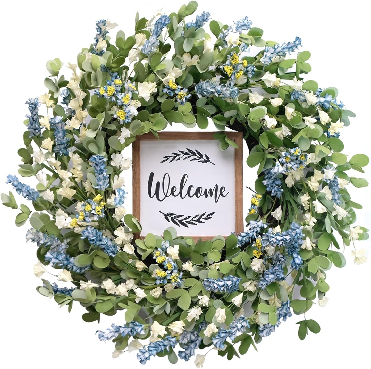 20&#x22; Artificial Blue Greenery Wreath