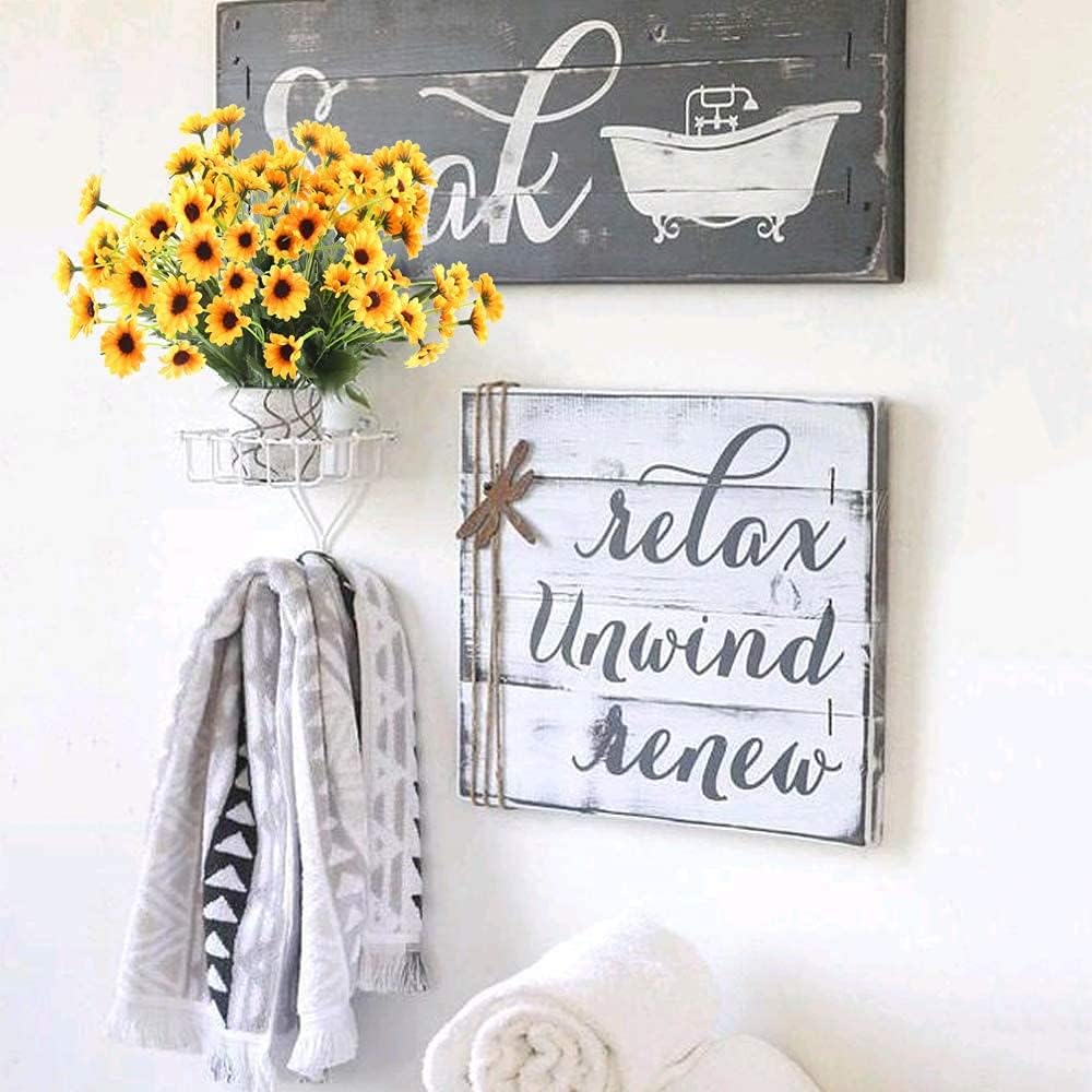 Sunflowers Artificial Flowers Fake Fall Flowers Faux Flowers Silk Flower Arrangements for Indoor Outdoor Home Kitchen DIY Table Centerpieces Wedding Decor(4 Bundles)