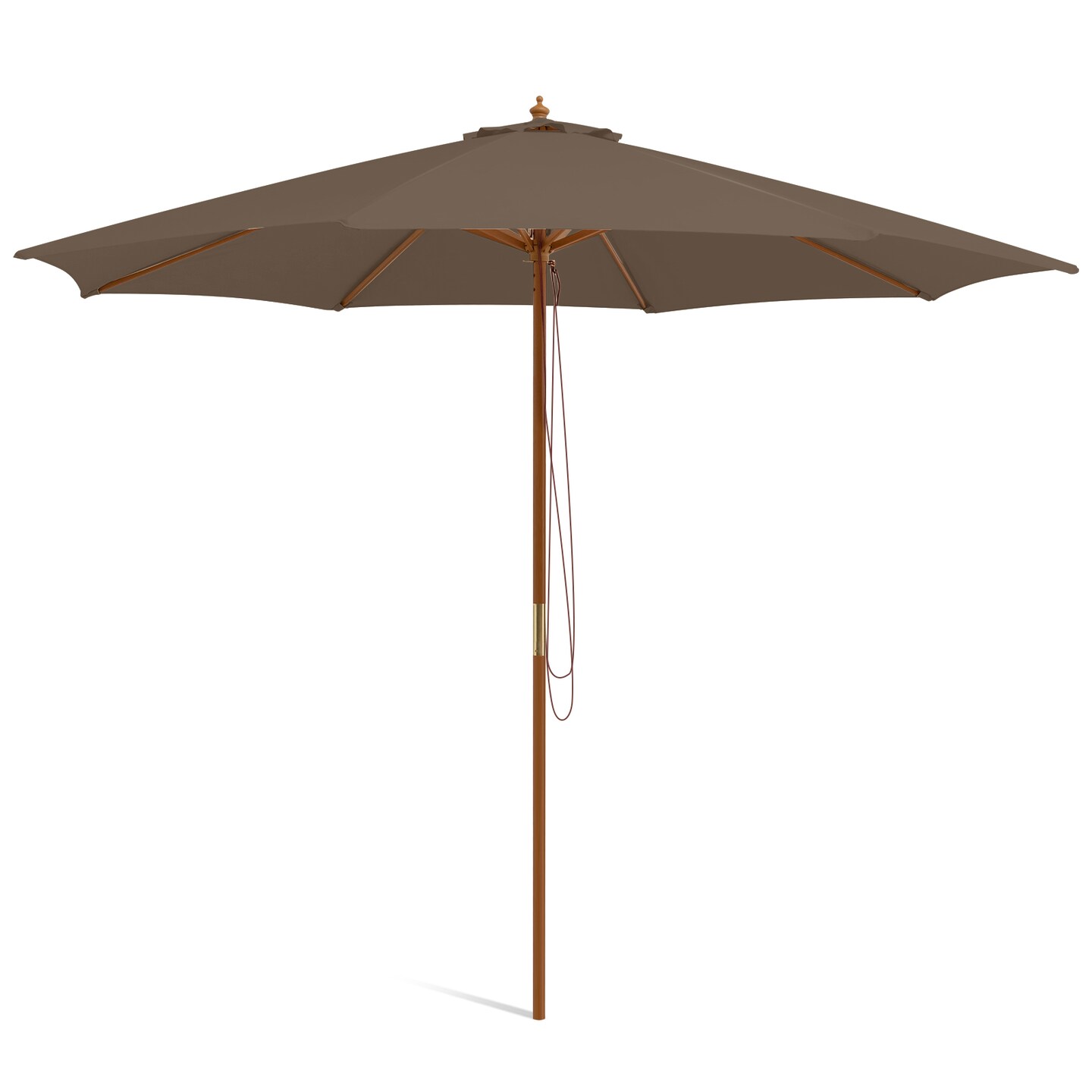 10ft Outdoor Vented Polyester Canopy Umbrella with Rope Pulley and Adjustable Height, Wicker Ribs