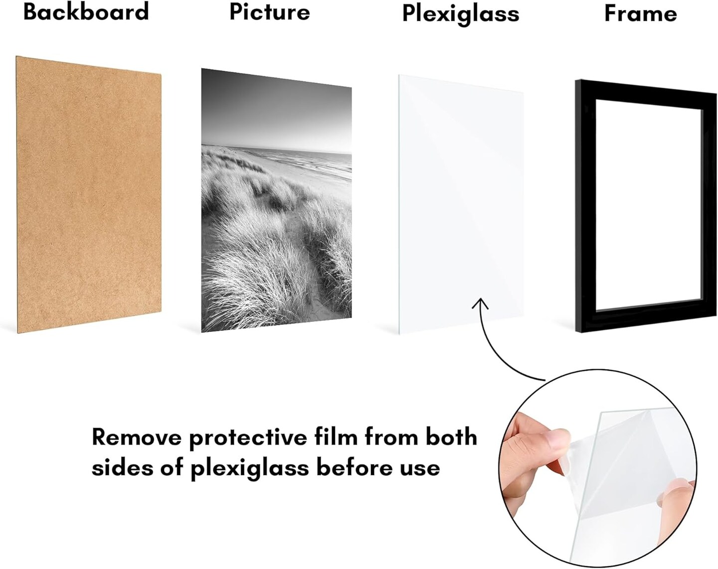 8x11 Picture Frame with Polished Plexiglass - Set of 5
