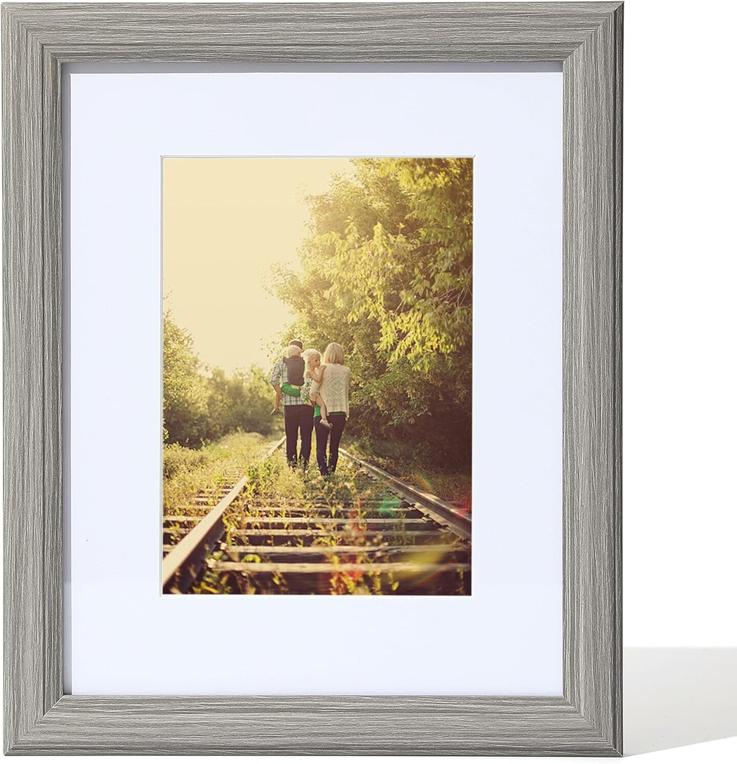 12x16 Picture Frame in Gray- Use as 8.5x11 certificate frame with Mat or 12x16 Frame Without Mat -Modern Style Wood Composite Frame, with Tempered Glass - diploma frame Formats for Wall