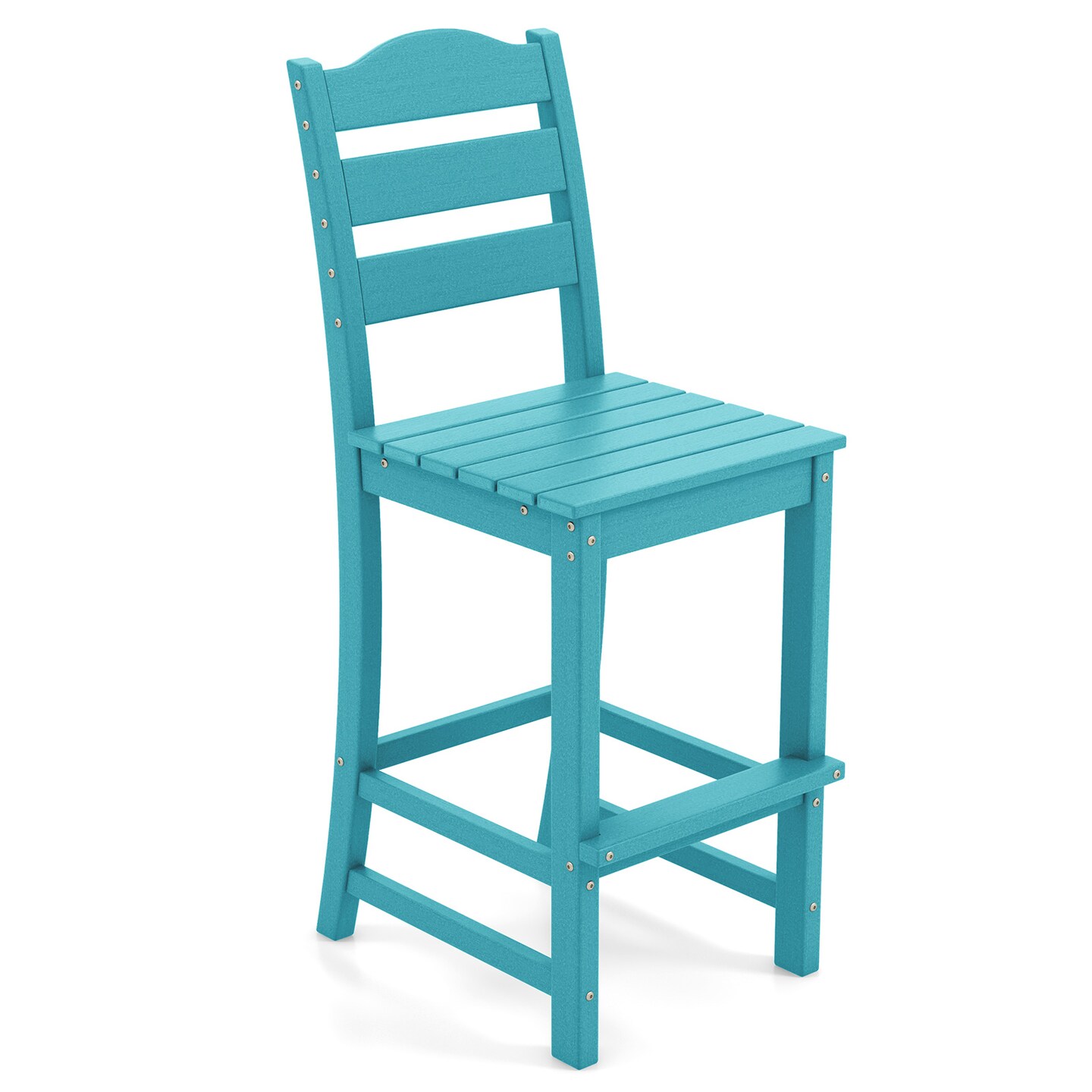 30 Inch Outdoor Bar Stool with Footrest HDPE All-Weather Tall Chair for Patio or Balcony