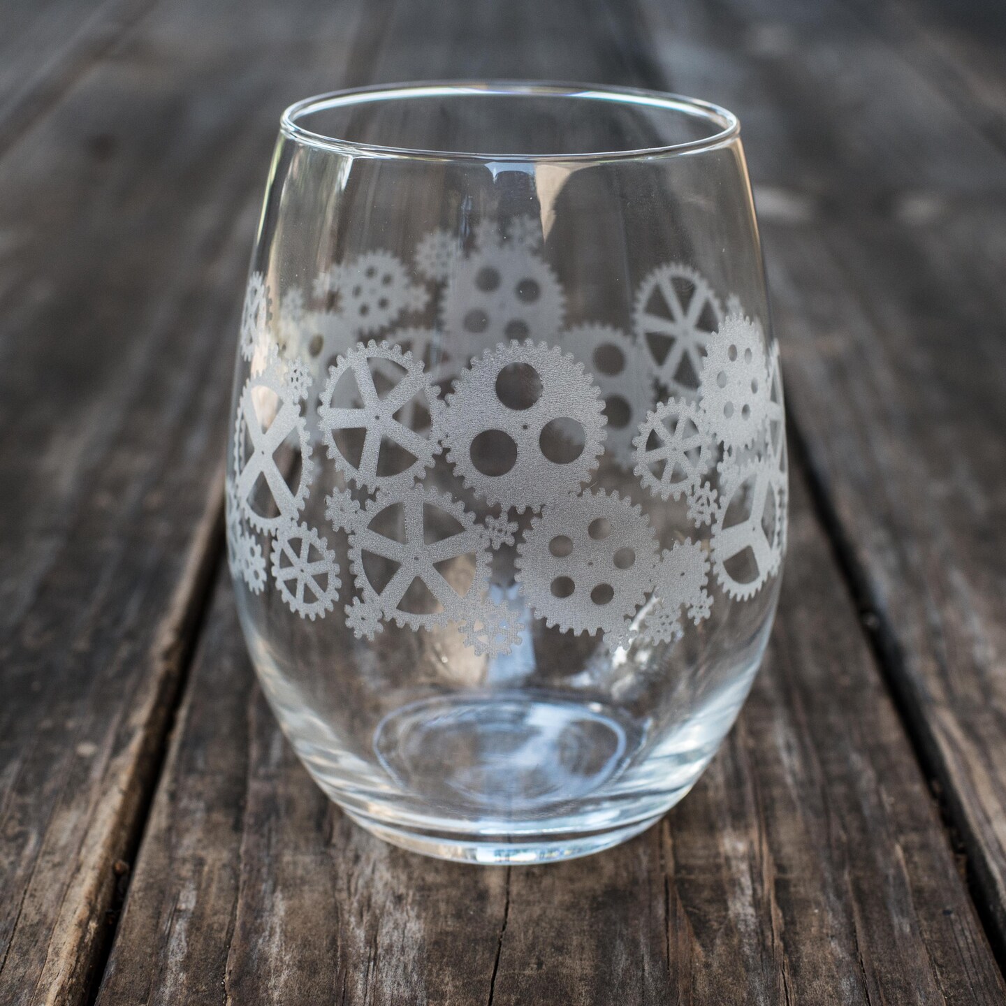 15oz Stemless Wine Glass -  Gears