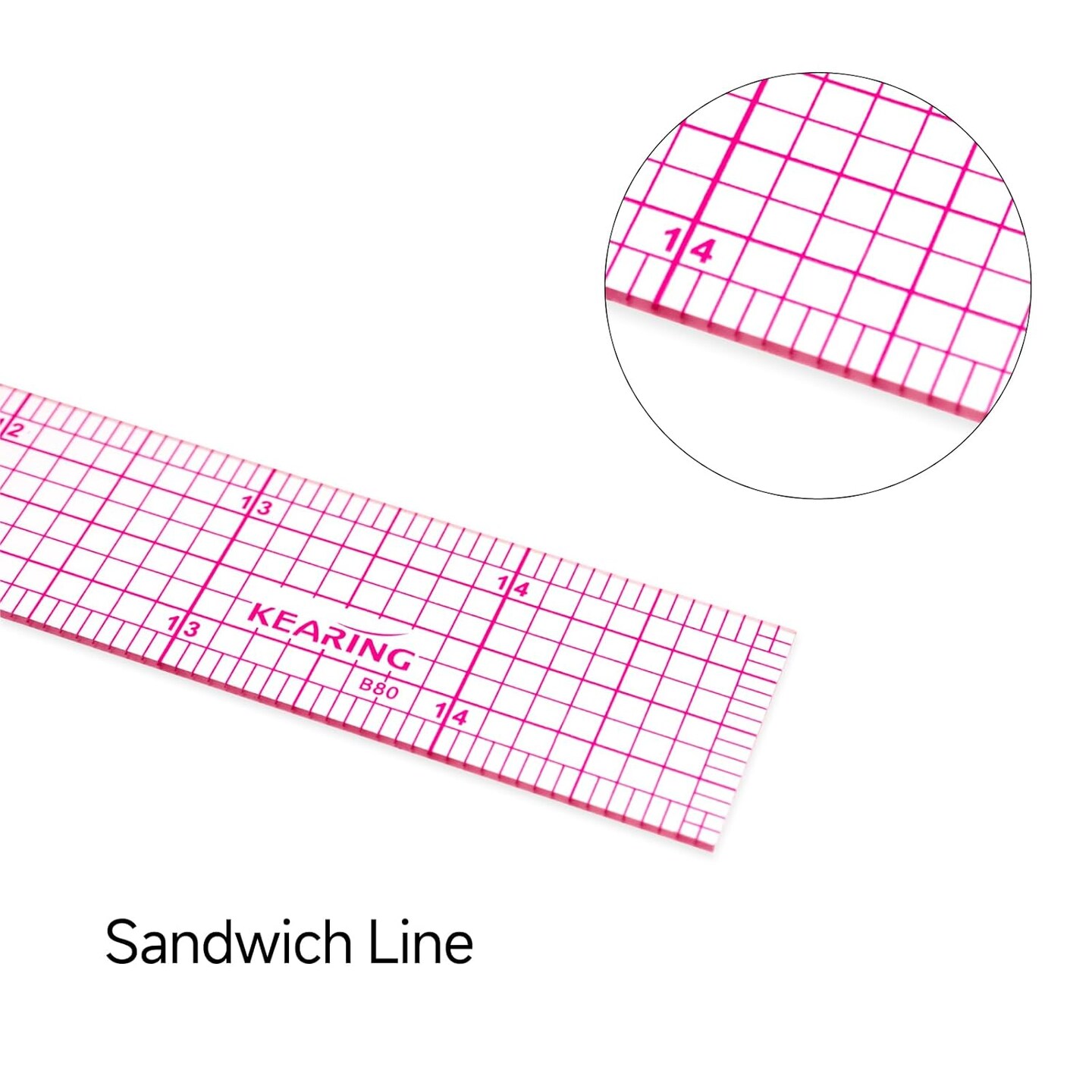Clear Sewing Ruler: Quilting & Pattern Grading, 1.2mm Plastic