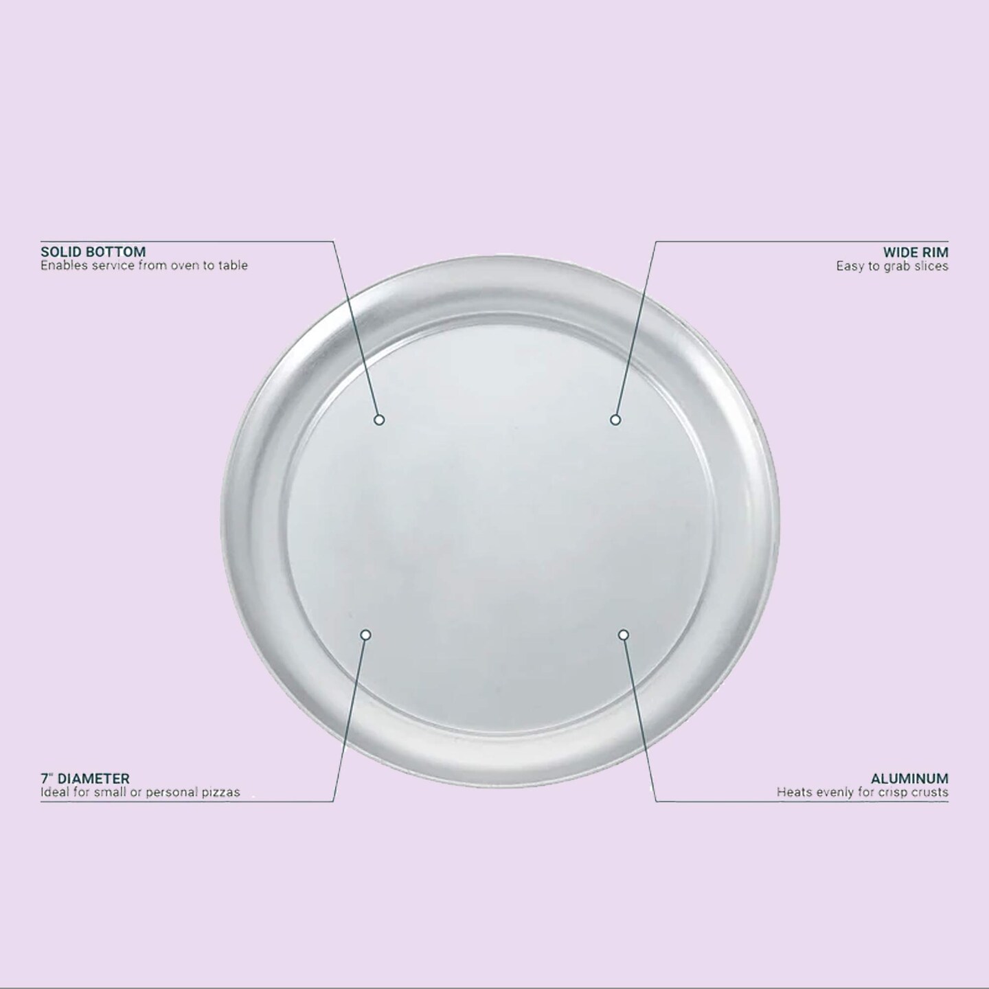 Wide Rim Aluminum Pizza Pan Round 7 Inch