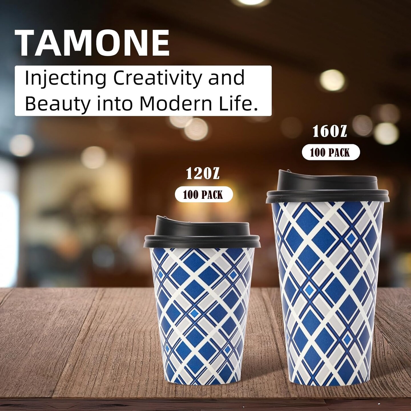 100 PACK 12OZ Disposable Coffee Cups with Lids, To Go Coffee Cups with Lids Leak Proof