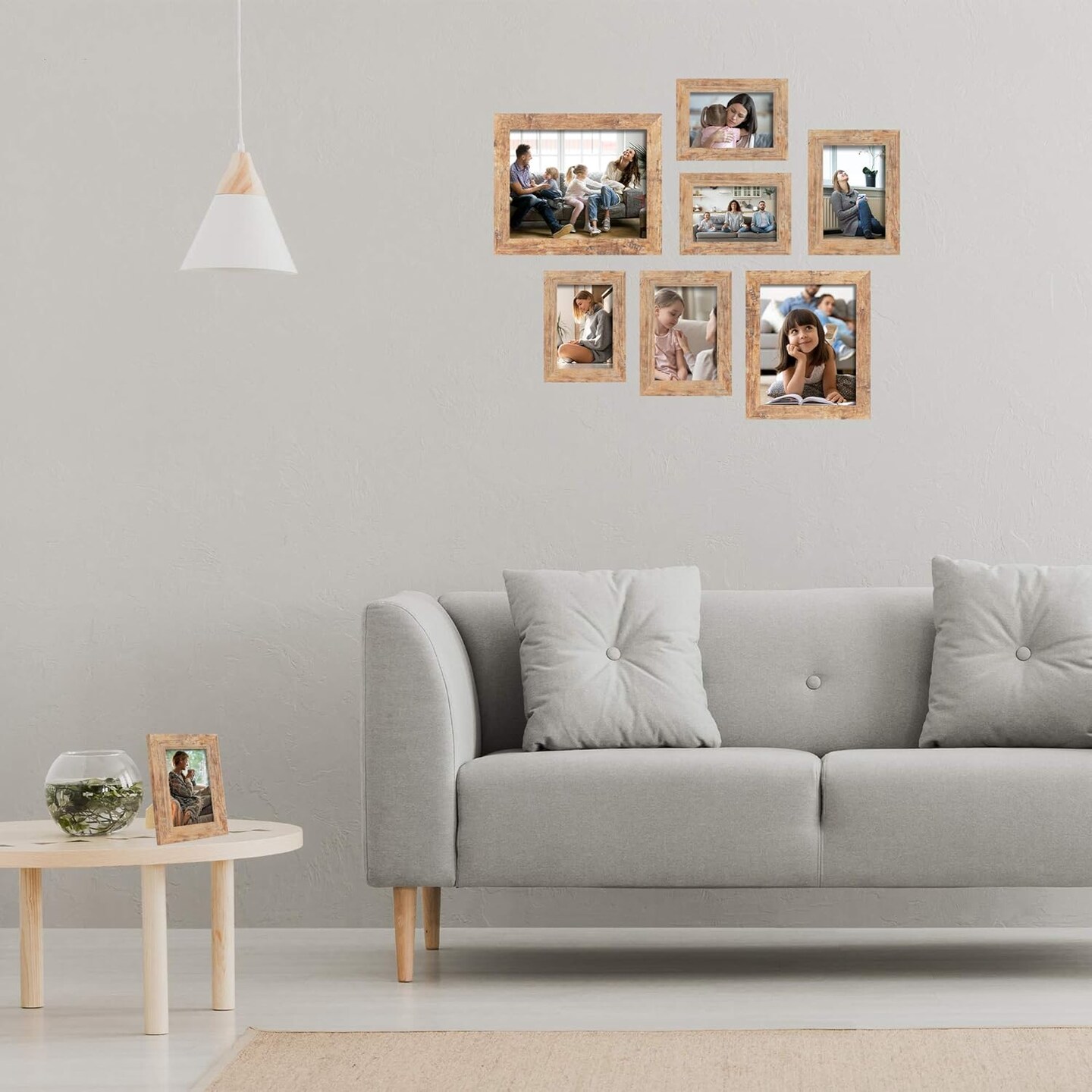 5x7 Picture Frame Set of 4, High Definition Real Glass Rustic Brown Frame, Photo Frames for Tabletop Display and Wall Mounting