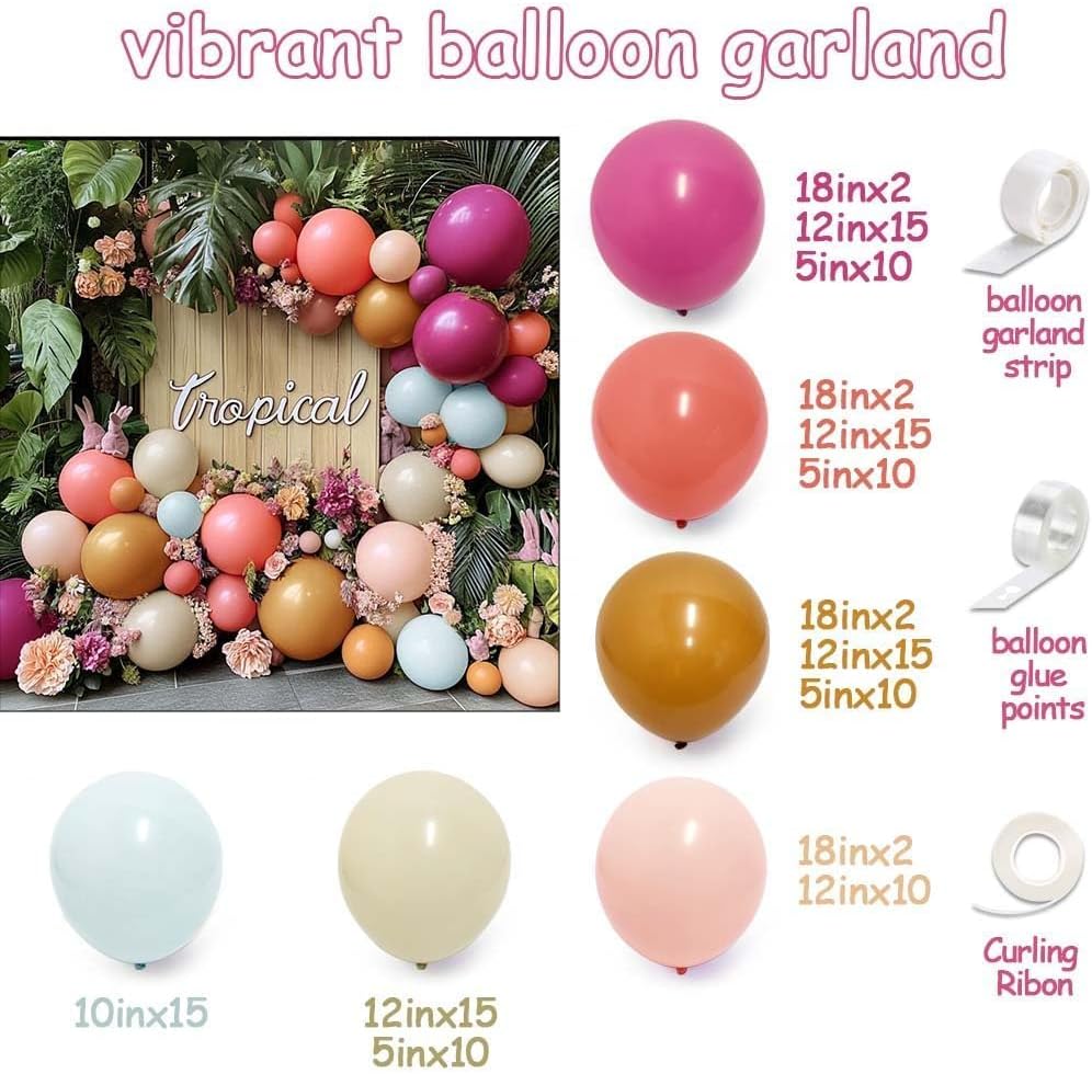 Dusty Pink Brown Balloon Arch Peach Magenta Balloons(Magenta Dusty Pink Blue Brown Peach White Sand)