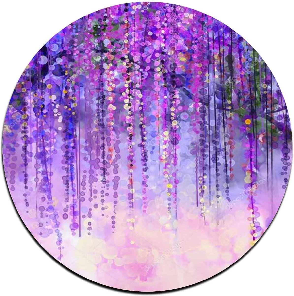 Set of 4 Round Coasters – Colorful Watercolor Floral Design, Made from Recycled Rubber