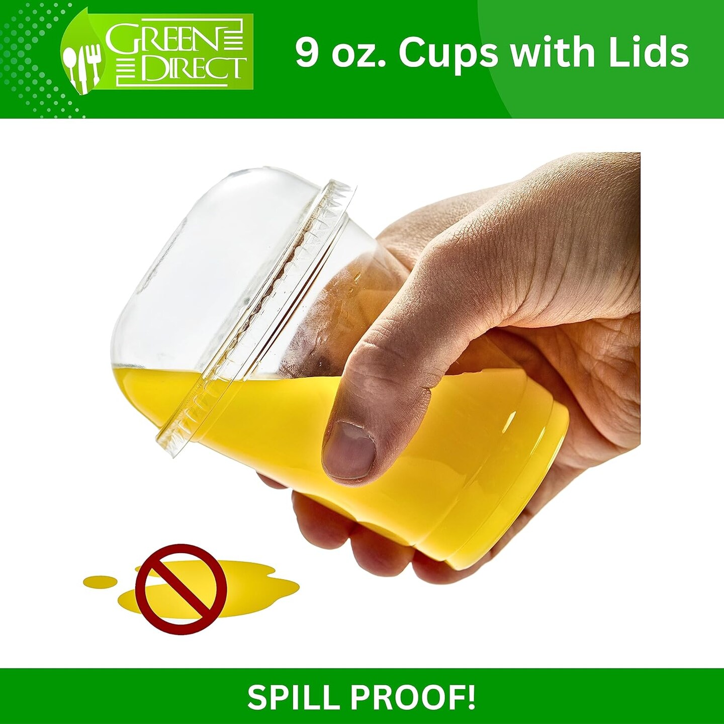 Clear Plastic Cups with Lids - 9 oz Disposable Cups for Ice Coffee, Bubble Boba Tea, Cold Drinks, Smoothies - Pack of 50