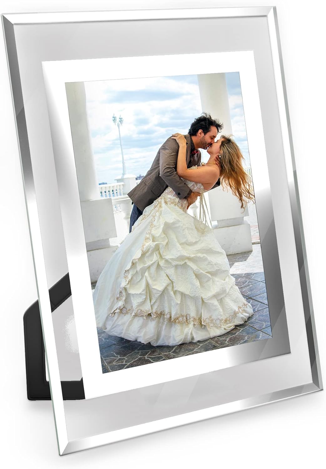 5x7 Picture Frames - Glass Photo Frame for Tabletop/Desktop Display, Horizontal/Vertical Orientation, Silver Finish