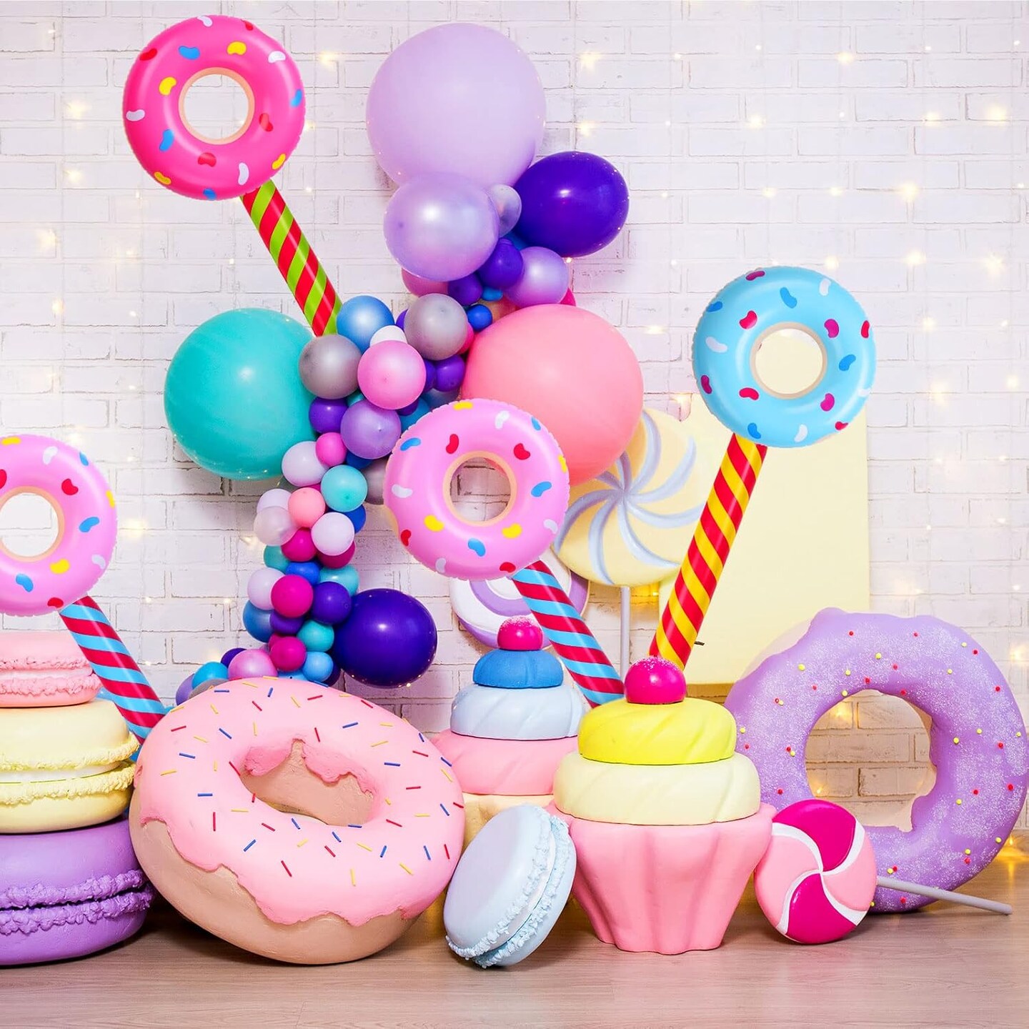 6 Pcs Candy Birthday Party Decoration Donut 33 Inch(Classic Color)