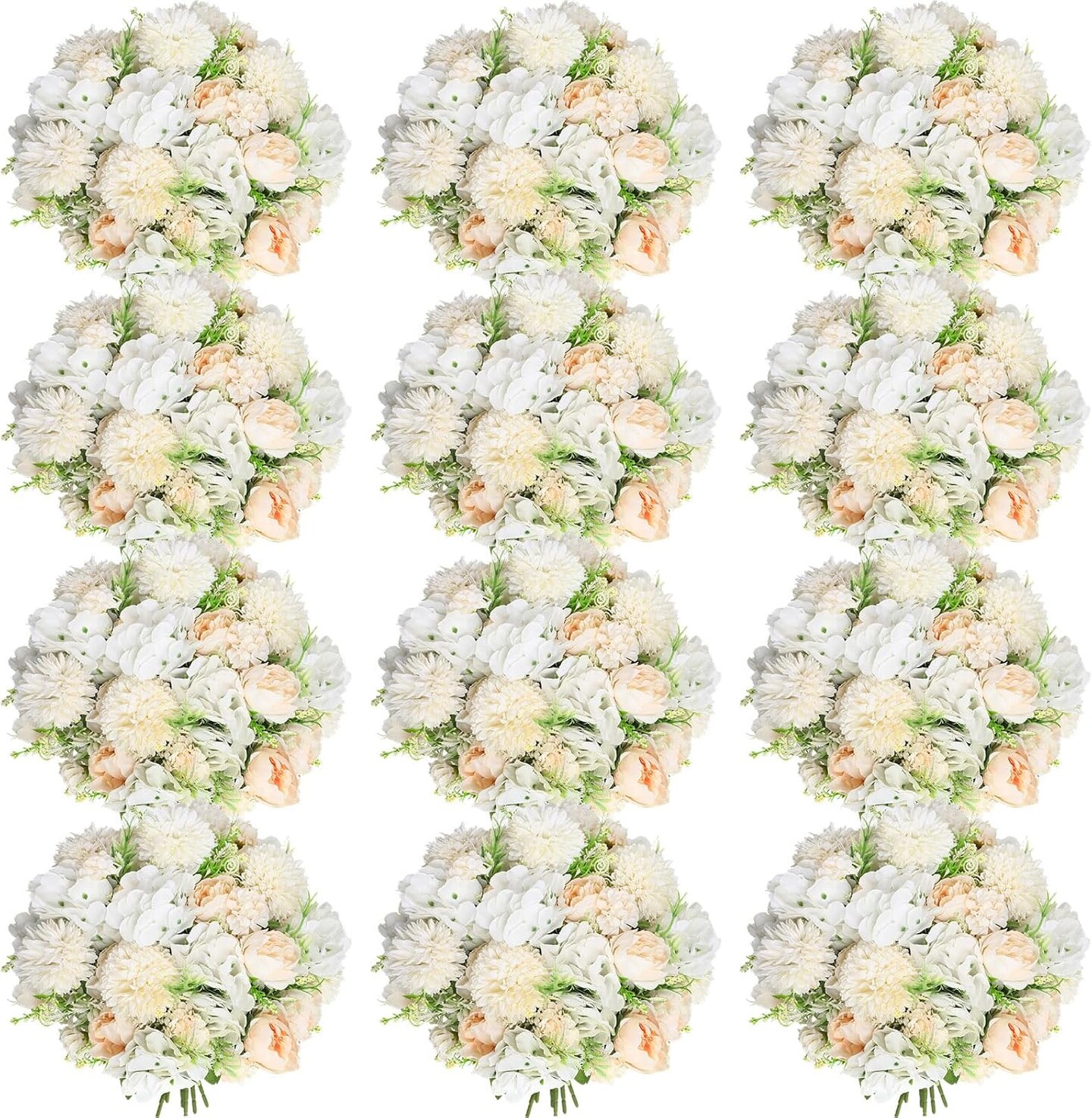 12 Bundles Peonies Artificial Flowers Artificial Peonies Silk Flowers Faux Peony Fake Peony Silk Hydrangea Bouquet for Wedding Table Centerpiece Floral Vase Decor