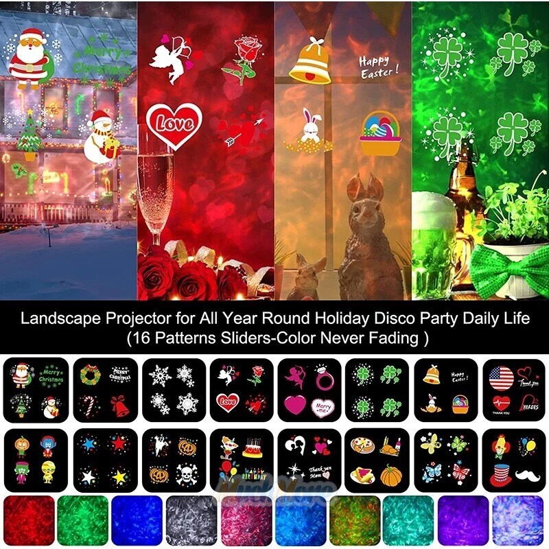 Christmas 26 Pattern HD Projector Laser Light Snow Landscape Decor Lamp