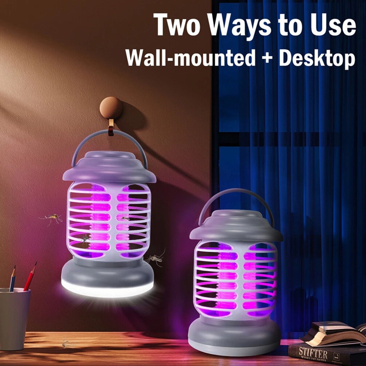 8-Bead LED Mosquito Killer Lamp USB Chargeable Night Light