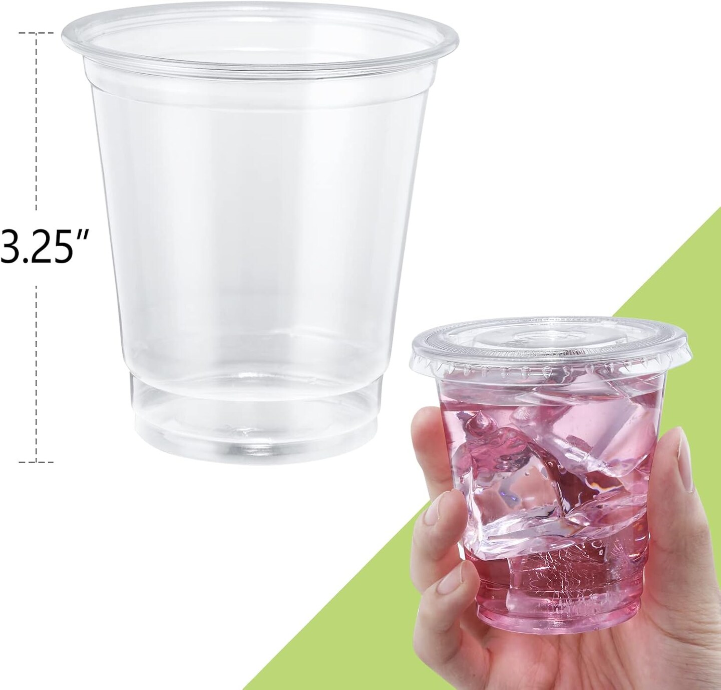 Disposable Plastic Cups with Lids 8 oz Clear Plastic Cups 50 Pack, Cold Drink Containers Party Cups for Beverage Coffee Soda Juice Smoothie