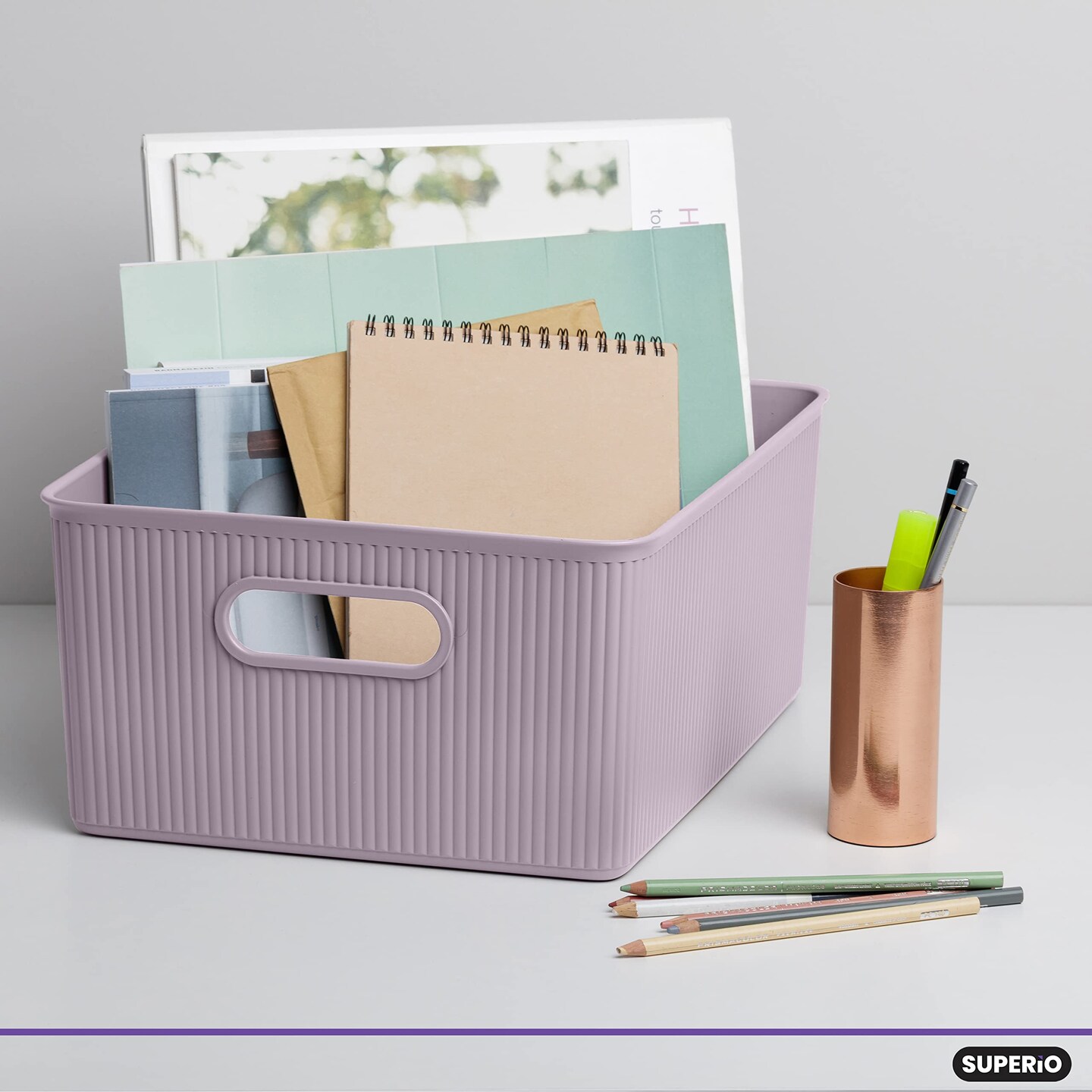 Superio Plastic Storage Container Bins, Organizer Baskets, Boxes for Organizing Closet Shelves Drawer Shelf