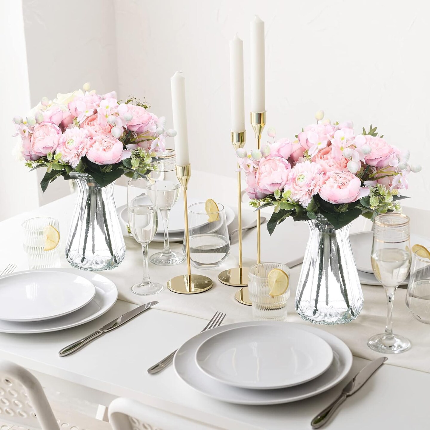 8 Bouquets Wedding Silk Peony Hydrangea Flowers with Stems Elegant Faux Vintage Artificial Flowers for Decoration for DIY Table Party Decor Centerpieces Home