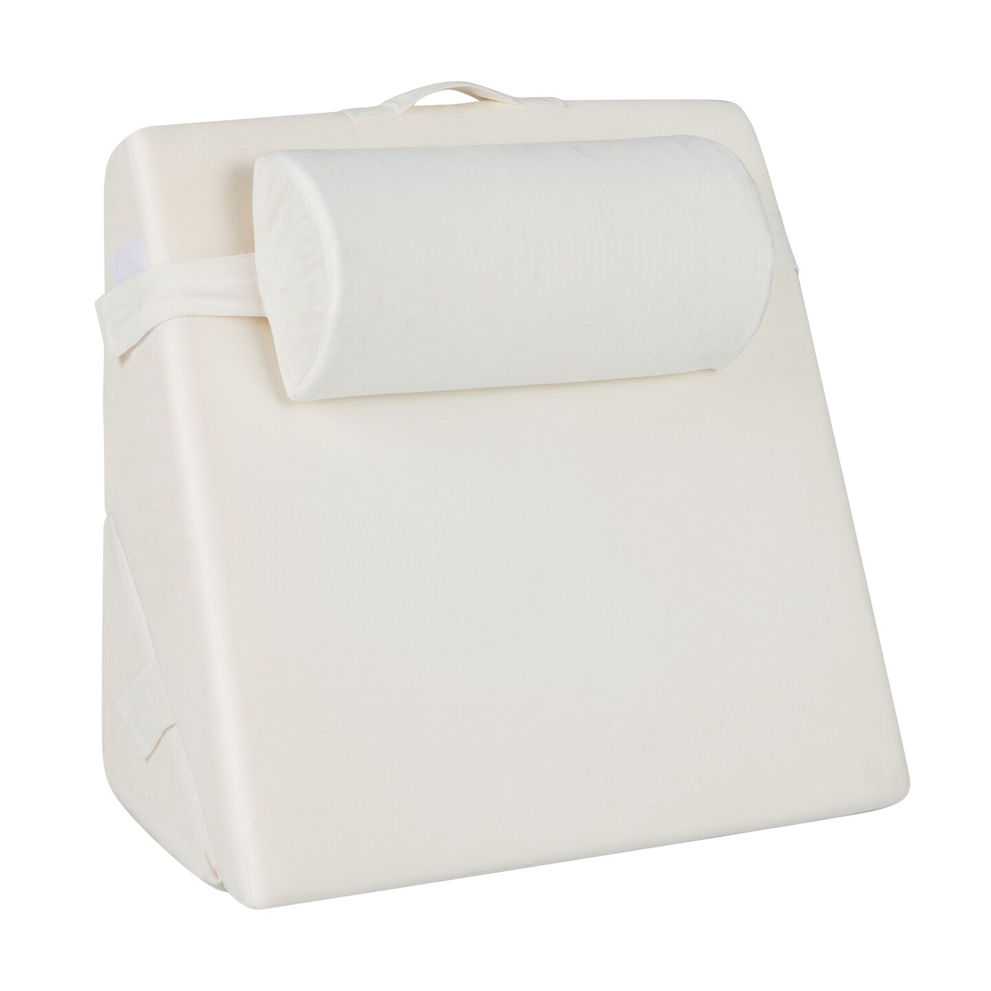 3 Pieces Off-White Adjustable Triangle Wedge Pillows for Bed and Sofa with Washable Plush Cover and Headrest