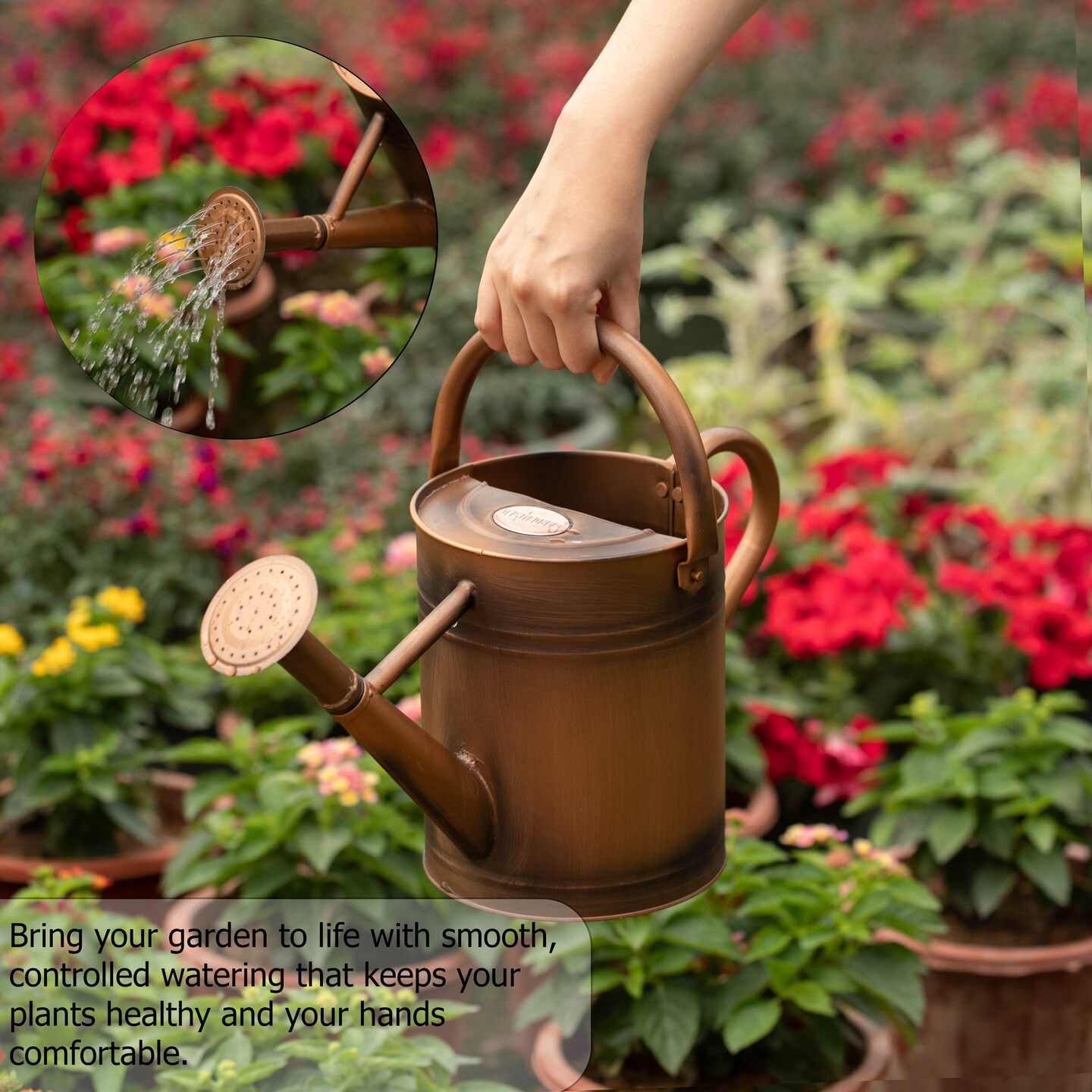 Gardenised 1 Gallon Galvanized Metal Watering Can with Removable Long Spout & Sprinkler Head for Indoor & Outdoor Use Ideal for Garden Flowers Potted Plants Houseplants Modern Home Accessories