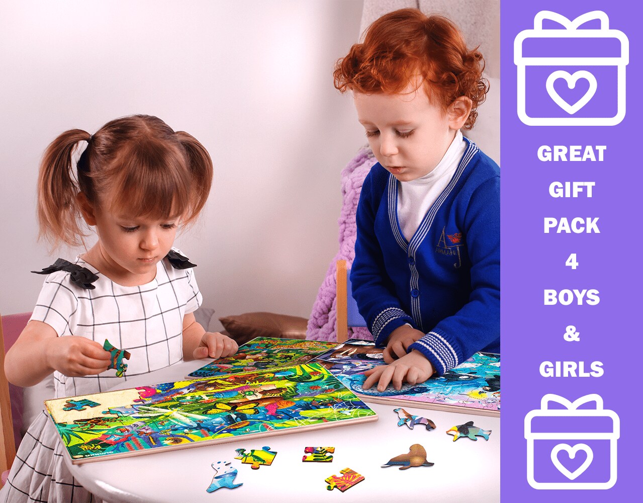 QUOKKA Puzzles For Kids 4 5 6 - 4x60 Puzzles For Toddlers 5-8 - Educational Search & Find Toy For 8-10 Yo - Learning Forest Polar, USA National Park