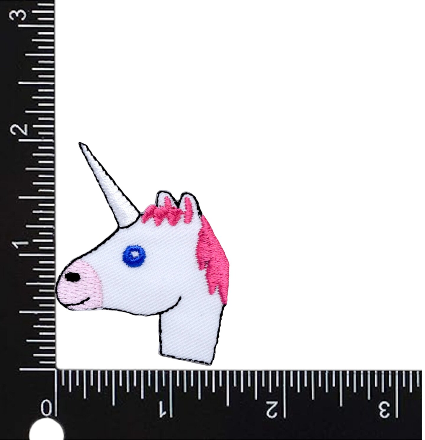 Unicorn with Pink Mane, Head, Face, Embroidered, Iron on Patch