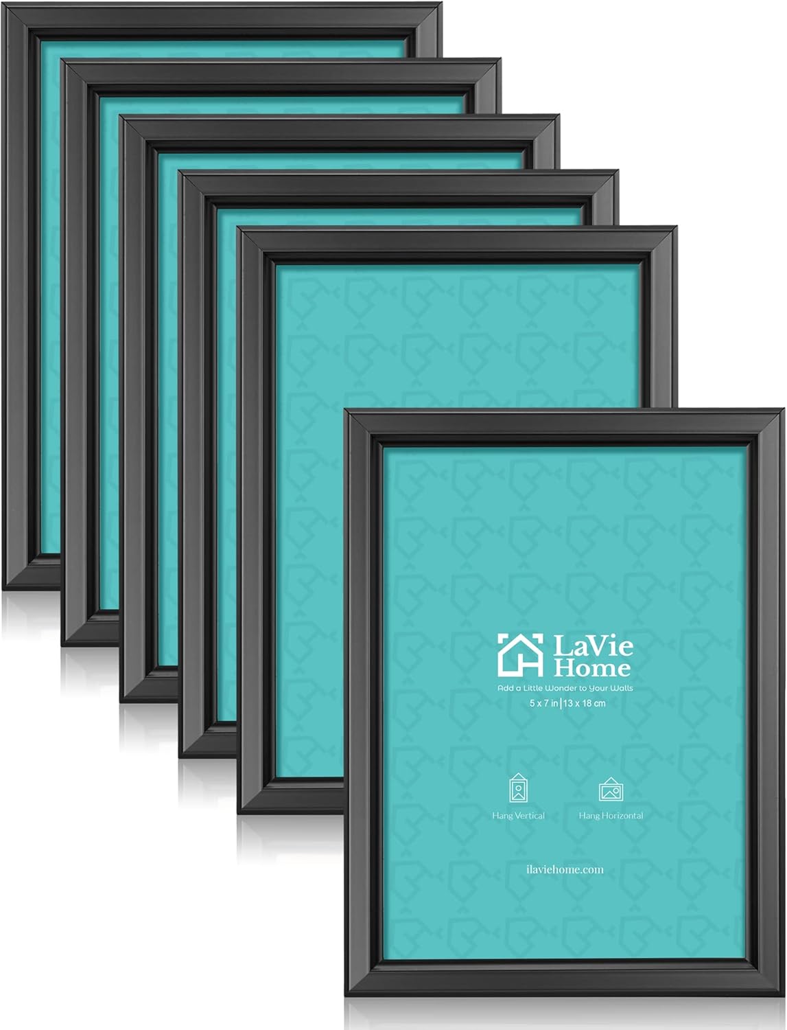 5x7 Picture Frames (6 Pack, Black) Simple Designed Photo Frame with High Definition Glass for Wall Mount & Table Top Display, Set of 6 Classic Collection