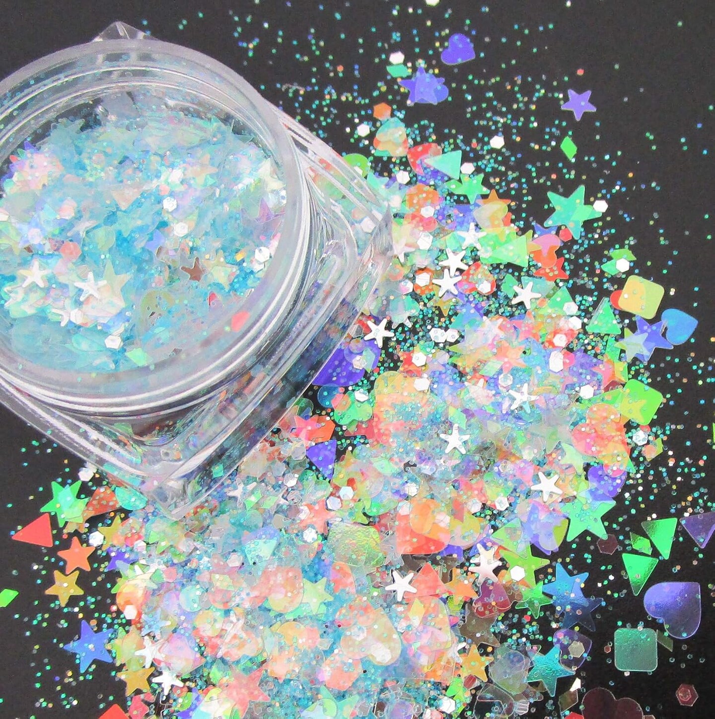2 Colors Stars Heart Chunky Festival Glitter Sequins Iridescent Glitter Flakes Sparkles Resin Art Crafts Paints Decor