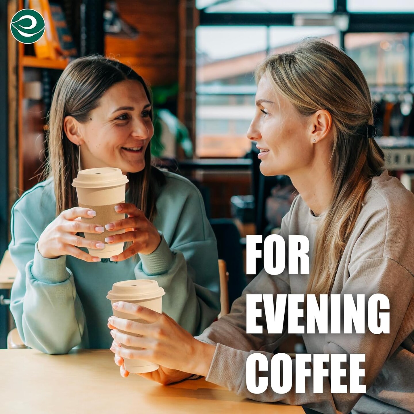 100% Compostable Coffee Cups With Lids & Sleeves - 16Oz (25 Counts) To Go Coffee Disposable Bagasse Cups