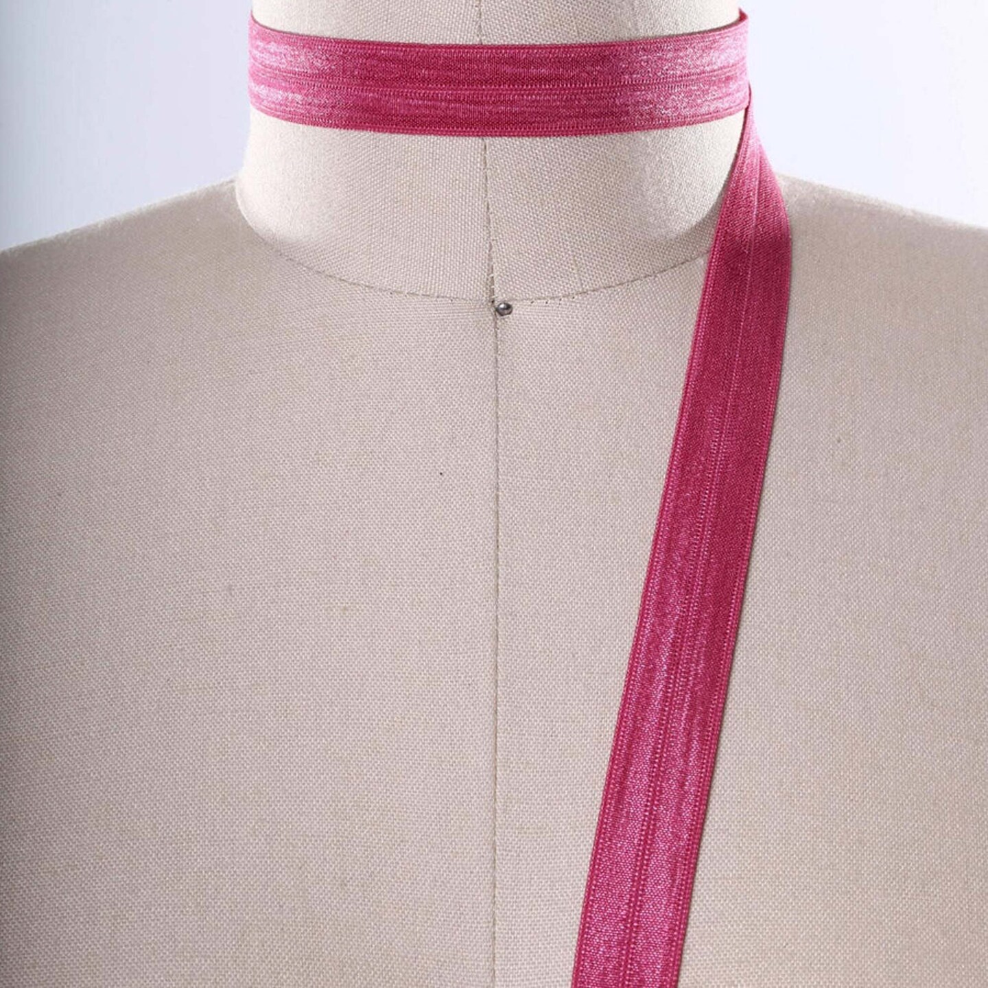 5/8&#x22; Magenta Fold Over Elastic Trim Soft Stretch Sewing Ribbon 3 Yards