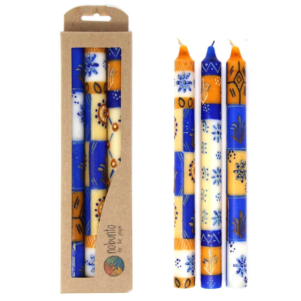 Hand Painted Pattern Taper Candles 9" Decorative Dinner Candles