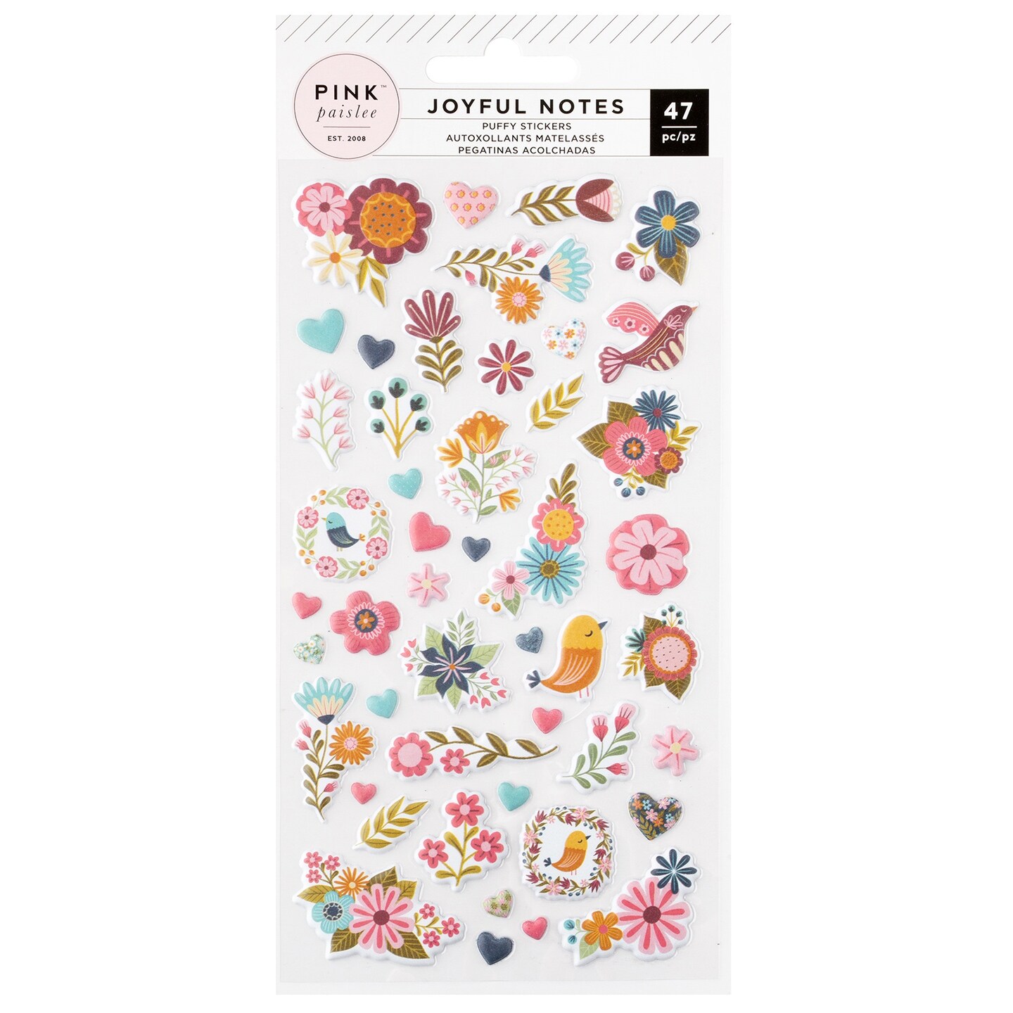Pink Paislee Joyful Notes Puffy Stickers 47/Pkg-Icons
