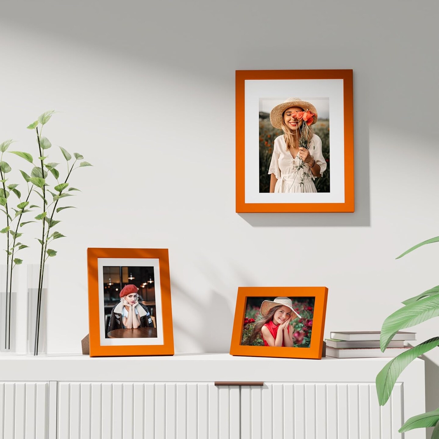 5x7 Picture Frame, Engineered Wood with Shatter Resistant Plexiglass, Photo Frame for Wall or Table Top Display, Orange, 1 Pack