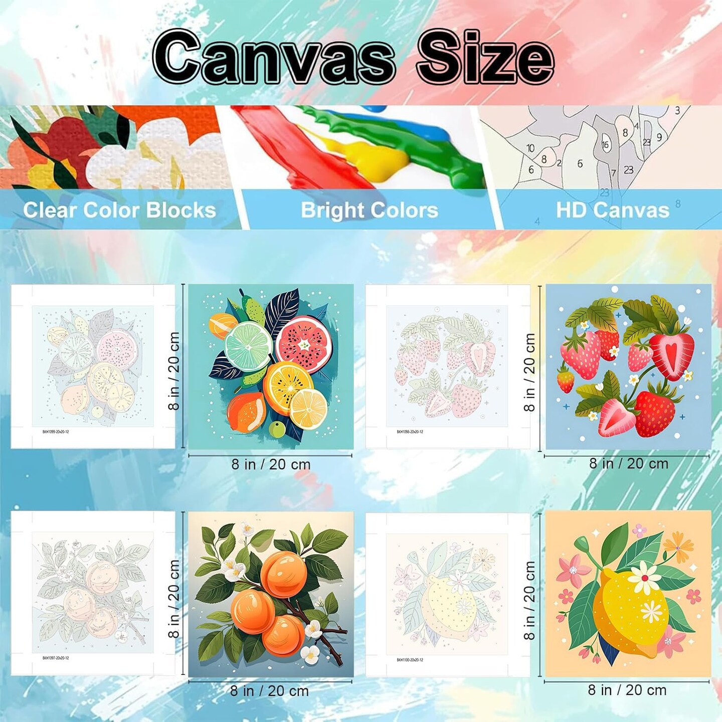 4 Pack Framed Fruit Paint by Number
