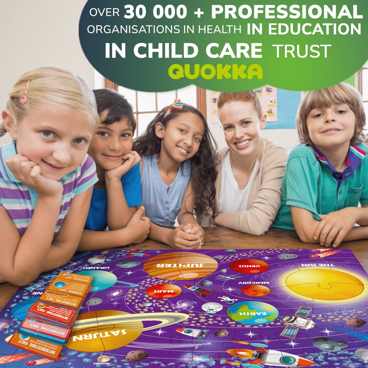 QUOKKA Solar System Puzzles for Kids Ages 4-6 - 70 Pcs Fun Kids Puzzles Ages 5-8 Preschool Floor Activities - Includes 50 Cards with 400+ Space Facts- Planet-Shaped Jigsaw Puzzle Gift for Girls Boys