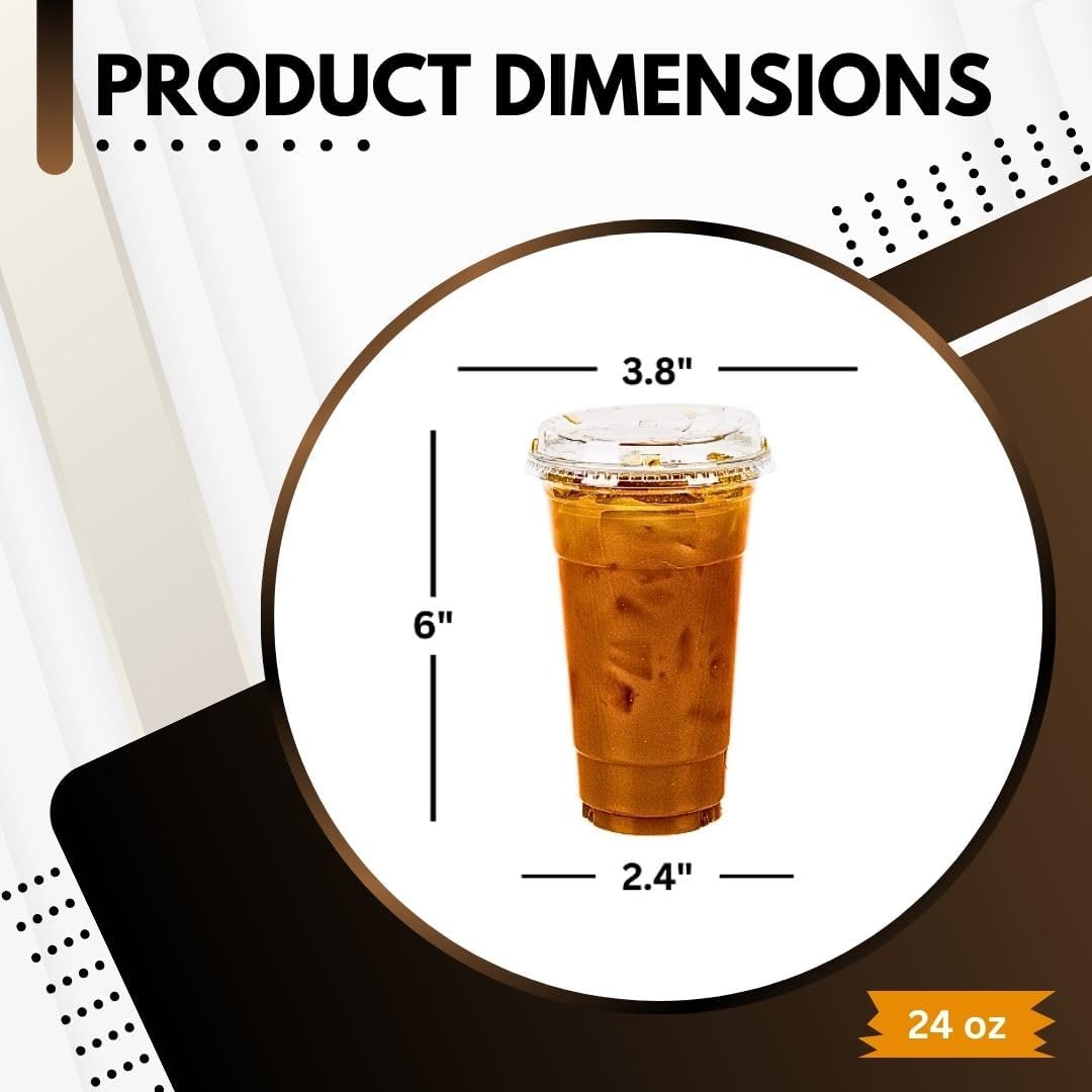 24 oz. Disposable Plastic Clear Cups with Strawless Sip Lids for Iced Coffee 50