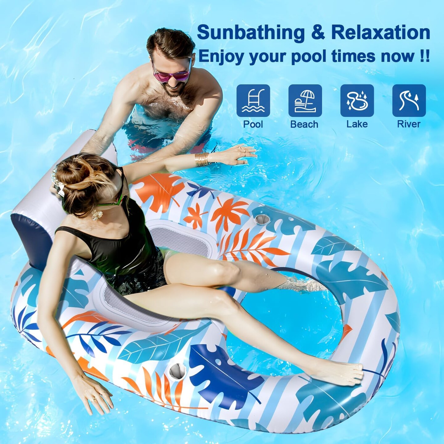 Inflatable Pool Floats Lounger Adult - Water Swimming Pool Float Lounge Raft for Pool Party Supplies/Beach/Lake/Tanning Floats