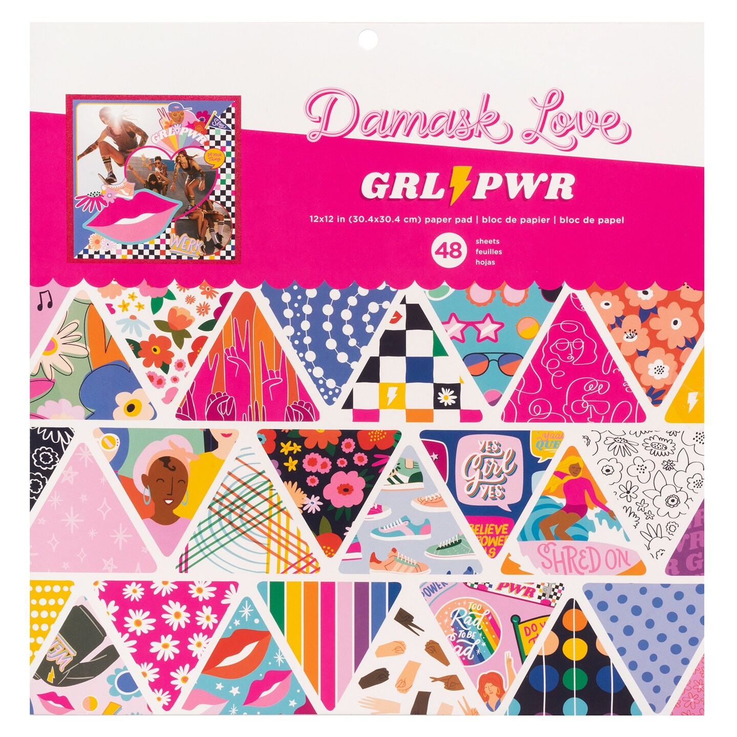 Damask Love Paper Pad 12"X12" 48/Pkg-Girl Power
