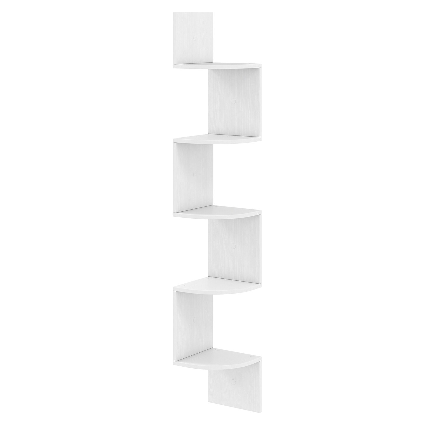 Space-Saving 5-Tier Corner Shelf Wall Mounted Bookshelf with Storage Solution