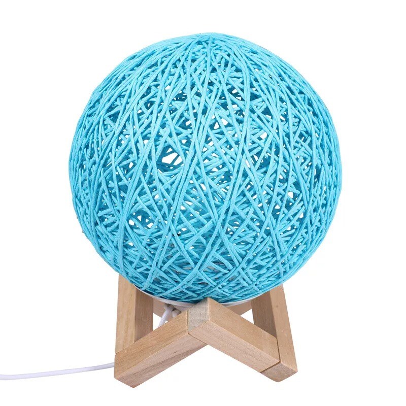 LED Rattan Ball USB Night Light Bedside Desk Lamp with Remote