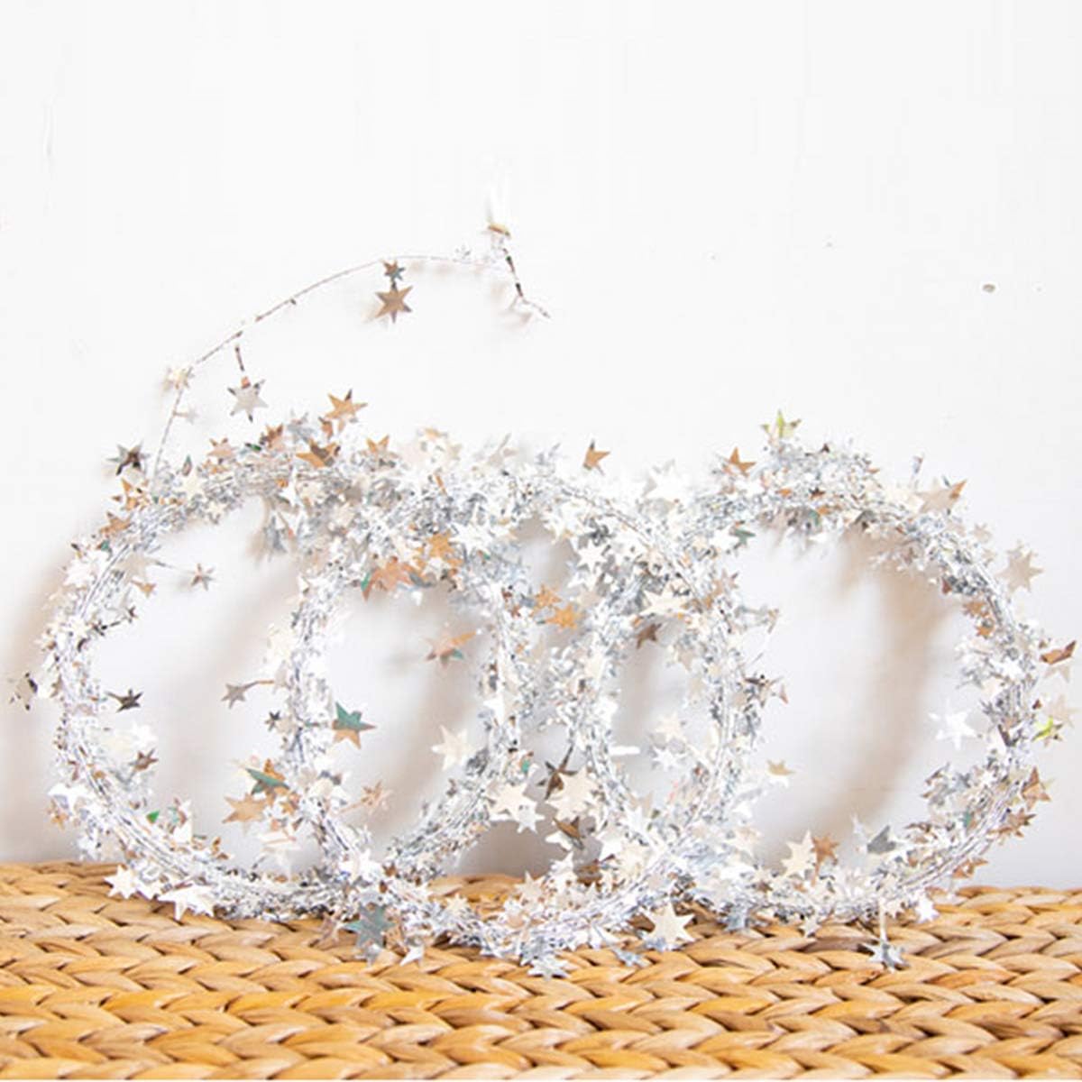 75 FT Star Tinsel Garlands with Wire, Christmas Star Wire Garland Decorations for Xmas Tree Home Wedding Birtahday Party