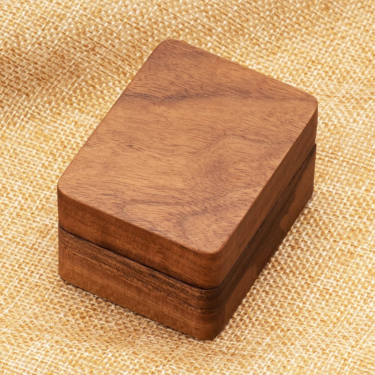 Walnut Wooden Wedding Ring Jewelry Storage Box, Solid Ring Holder for Ring 3 Slots