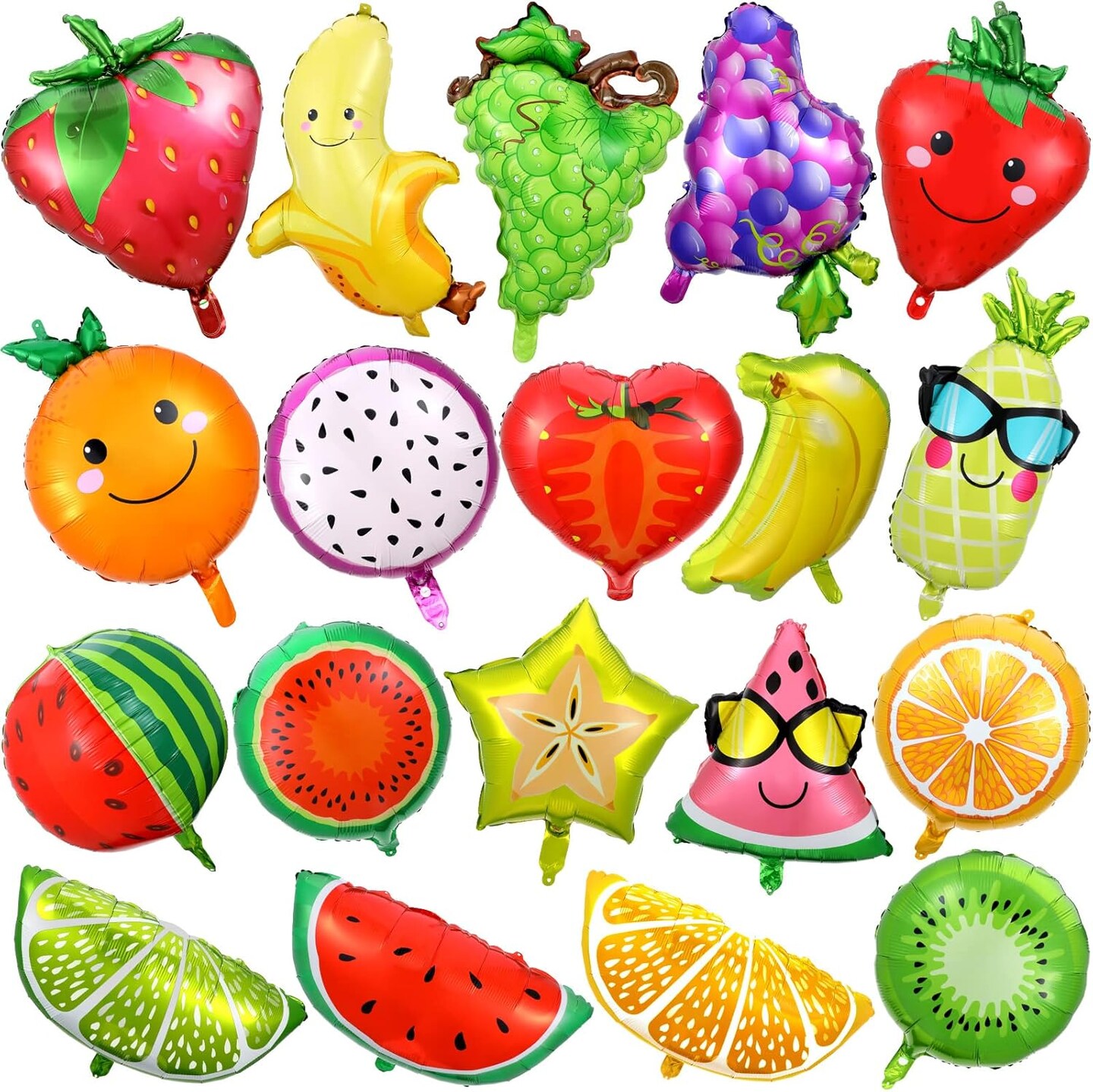 28 Pcs Summer Fruit Foil Aluminum Helium Balloons-18 Inch